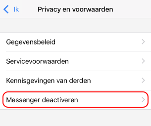 Messenger deactiveren